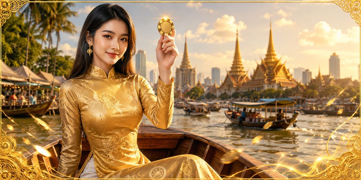 Người phụ nữ mặc áo dài sử dụng ứng dụng casino trên điện thoại tại vùng Mekong