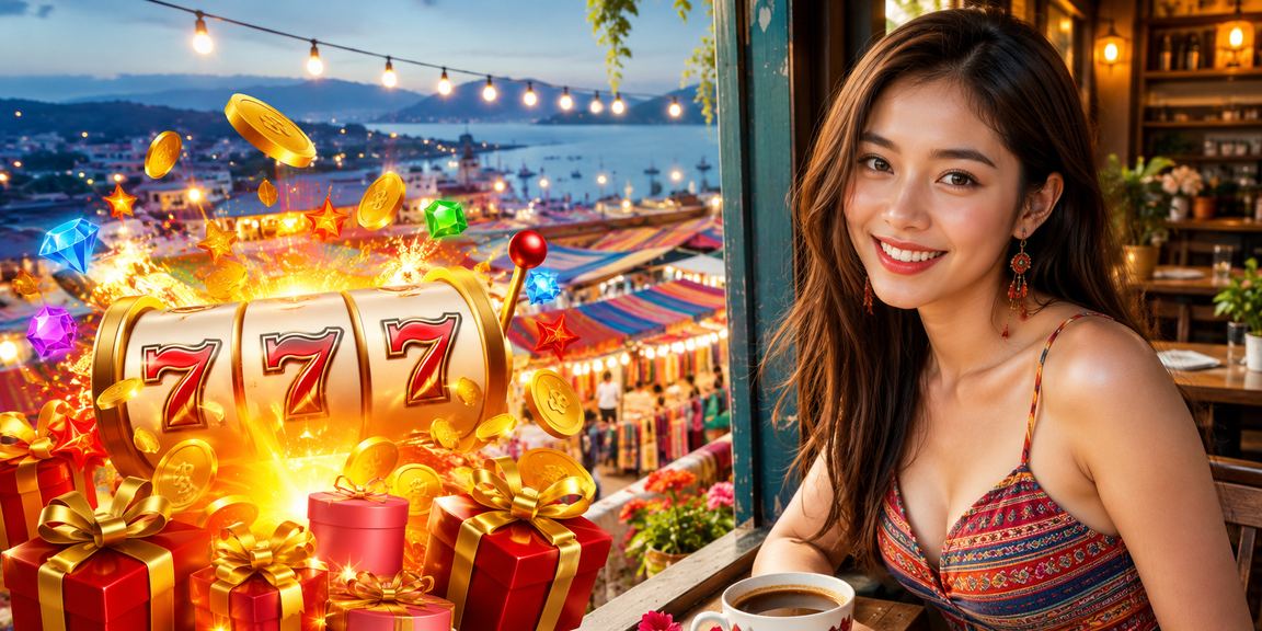 Người chơi ngồi uống cà phê tại Sa Pa vừa quay slots trên điện thoại