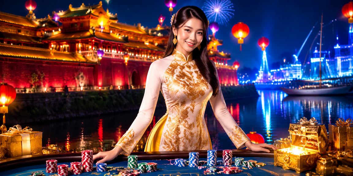Không gian casino hiện đại với ánh đèn rực rỡ tại Việt Nam